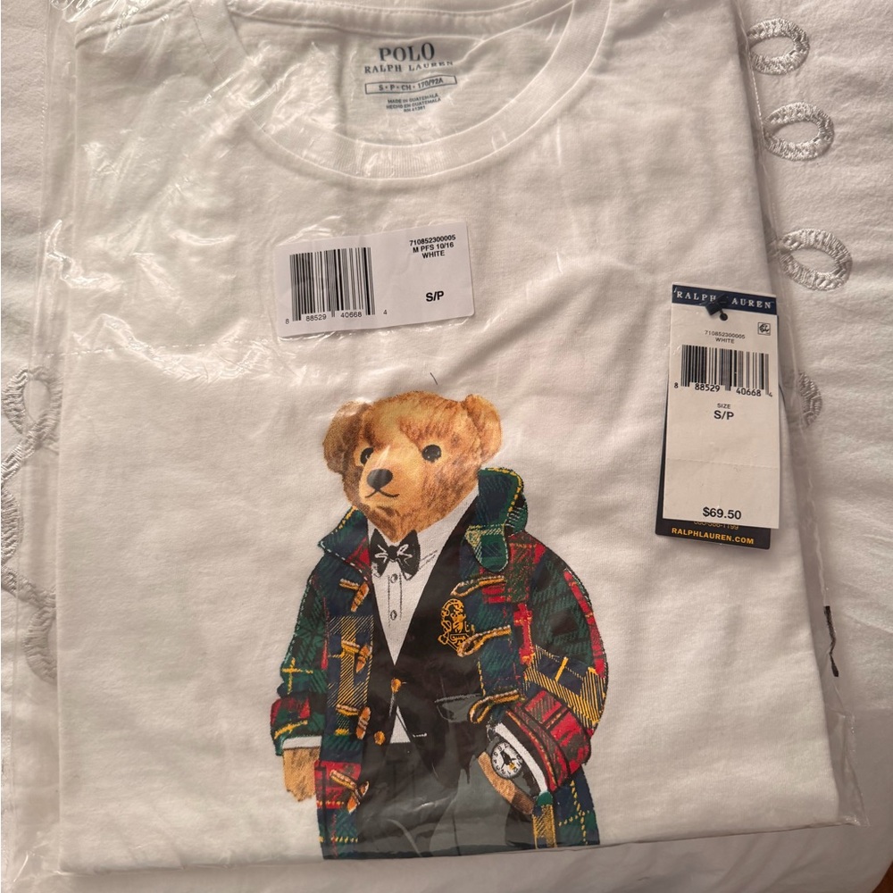Ralph Lauren White T-Shirt with Polo Bear Graphic